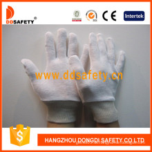 100% Bleich Baumwolle / Interlock Handschuhe, Reversible mit stricken Handgelenk (DCH104)